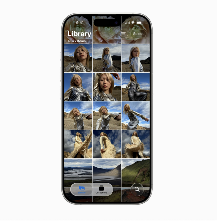 IPhone yang menampilkan aplikasi foto di iOS 26 beta