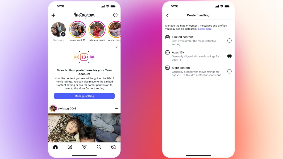 Akun Remaja Instagram sekarang diberi peringkat PG-13
