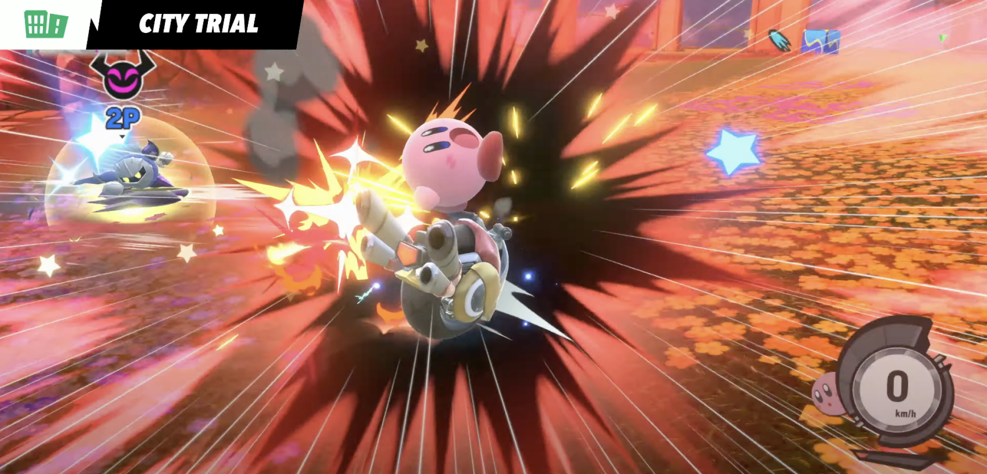 Kirby in the City Trials Mode Multiplayer di Kirby Air Riders