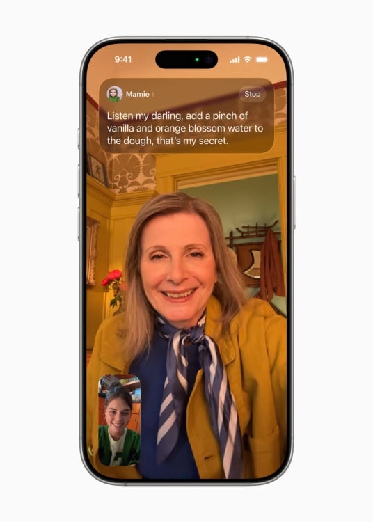 Terjemahan langsung ditunjukkan pada iPhone yang memiliki panggilan FaceTime