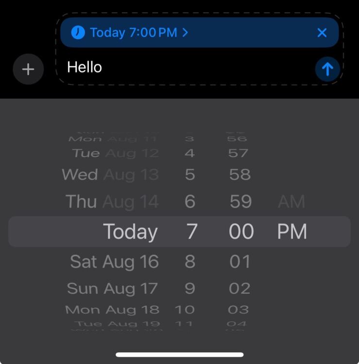 Antarmuka Penjadwalan Pesan di iOS