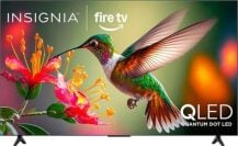 Insignia TV dengan burung kolibri di layar
