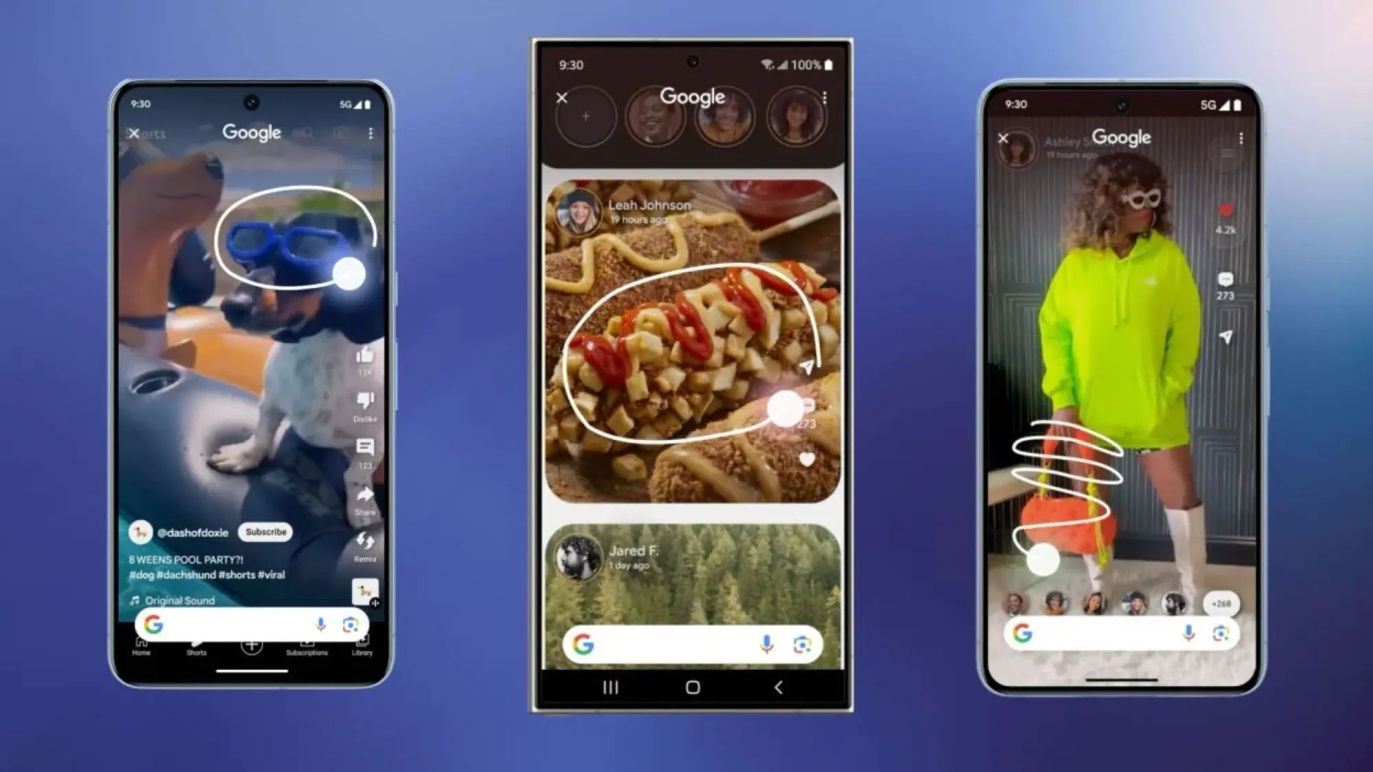 Tangkapan layar yang menunjukkan lingkaran Google untuk mencari fitur di ponsel Android