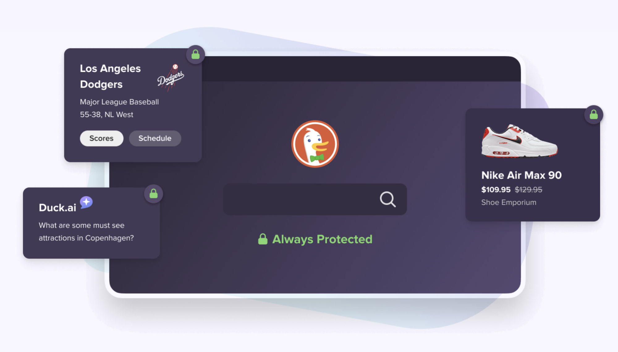 gambar promo dari situs web duckduckgo yang menampilkan browsernya