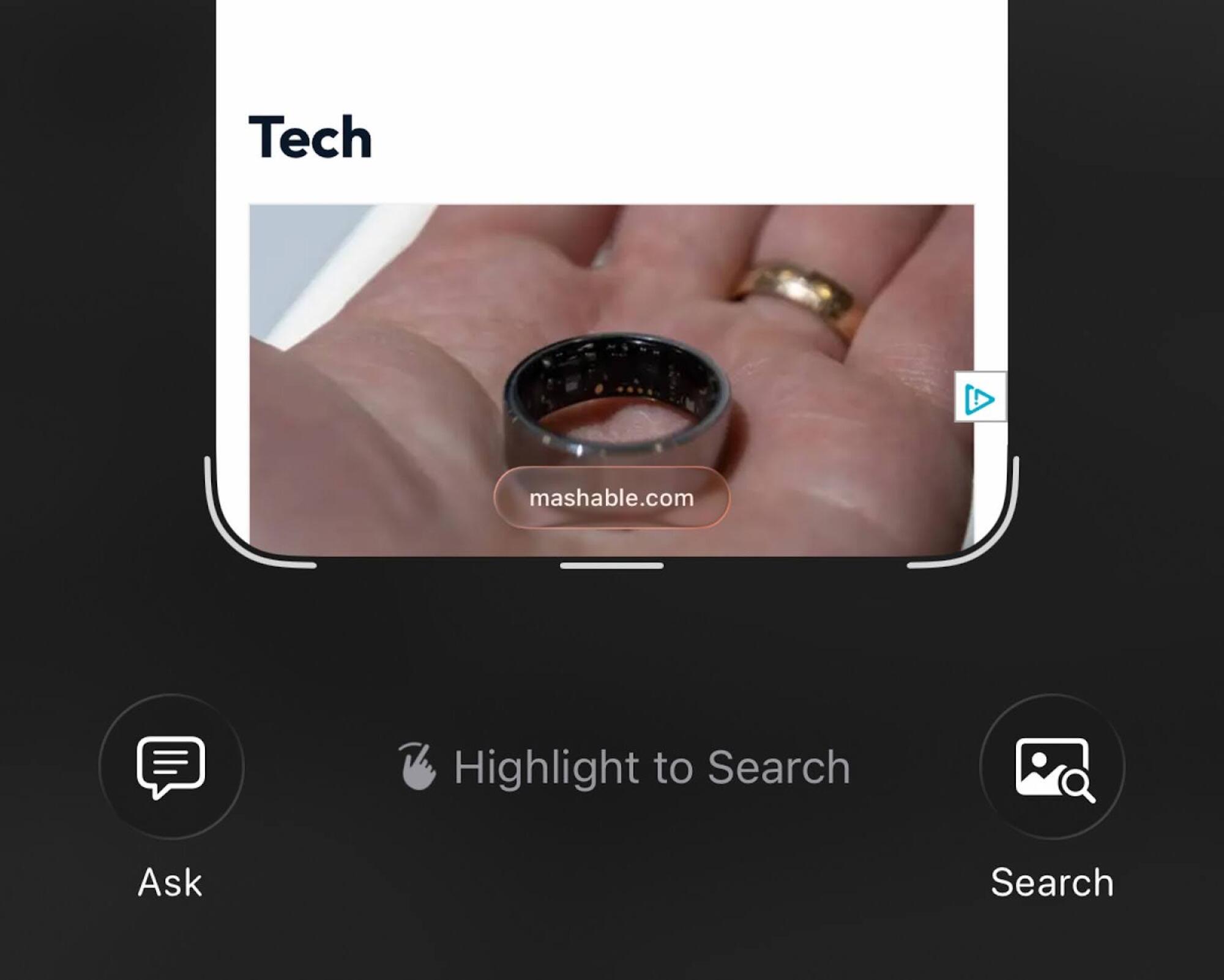 Tangkapan layar intelijen visual iOS 26, menampilkan opsi untuk 