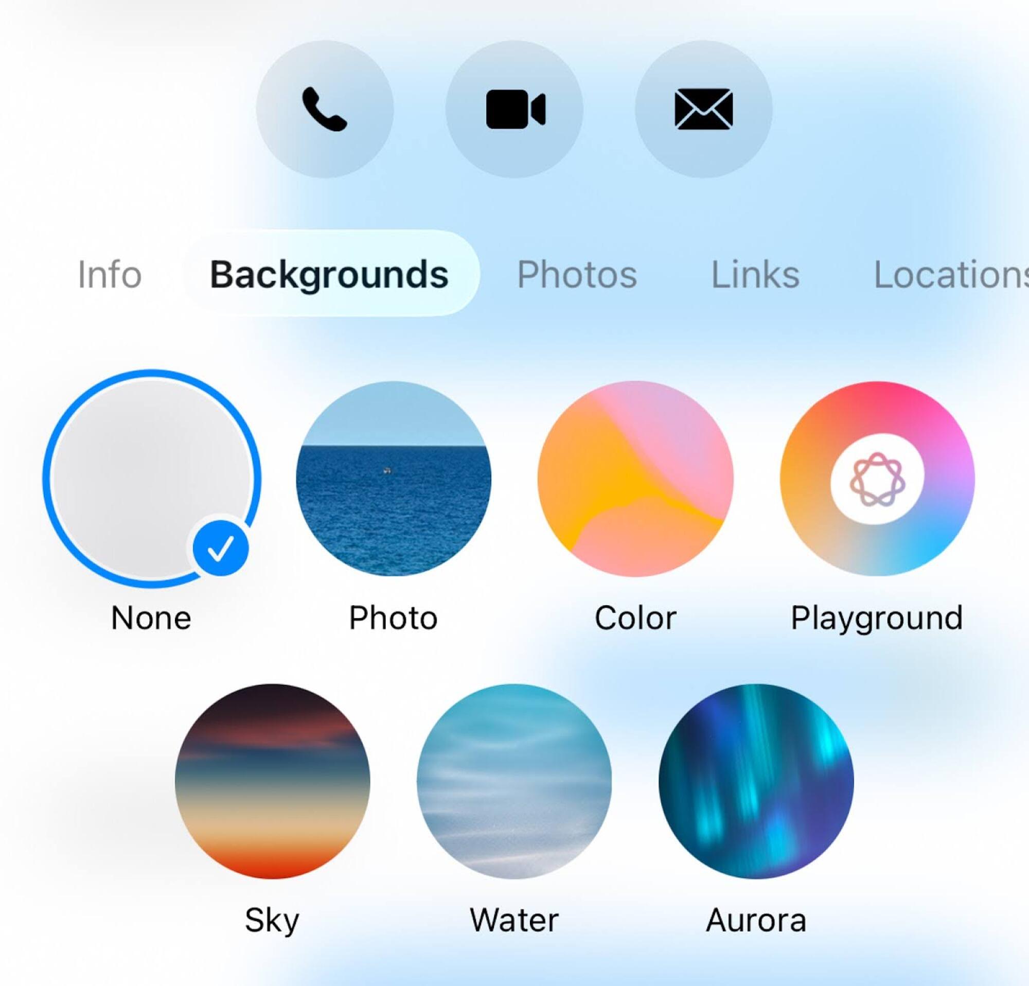 Pilihan menu opsi latar belakang di iOS 26