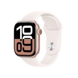 Seri Apple Watch 10 [GPS + Cellular 42mm case] Smartwatch dengan case aluminium emas mawar dengan band sport blush ringan - s/m. Pelacak kebugaran, aplikasi EKG, tampilan retina yang selalu ada, tahan air