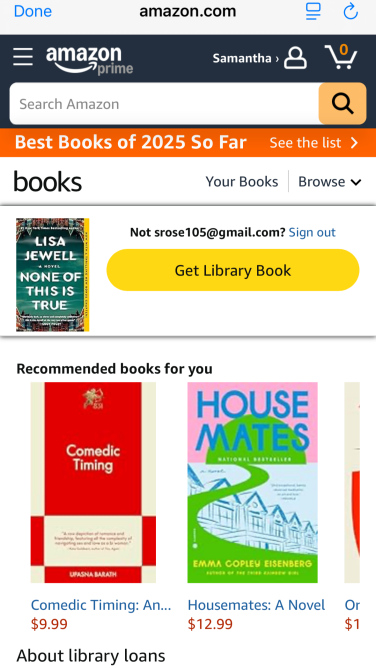 Tangkapan layar aplikasi libby yang diunduh di Kindle